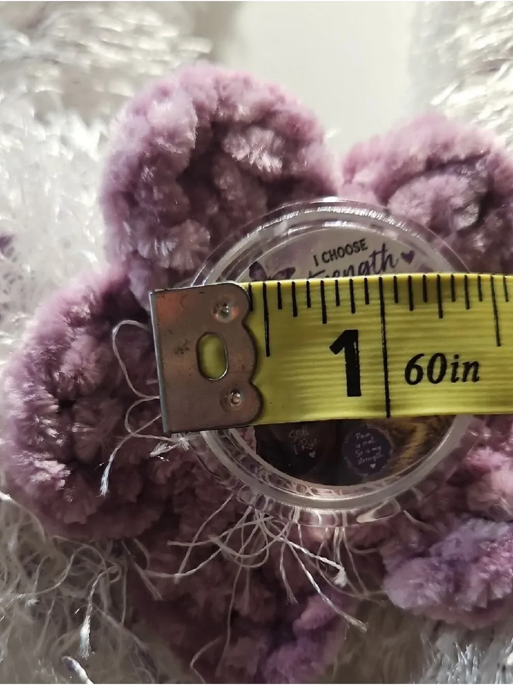 Handmade Faux Fur Crochet Boa Scarf Lavender Pain Awareness Brooch OOAK Botanica